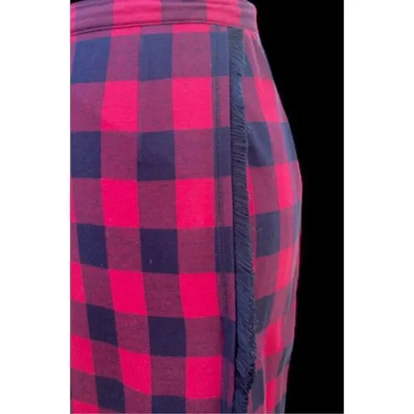 Bechamel Buffalo Plaid Skirt Pull-On Fringe Detail Sz S Vintage - Picture 4 of 10